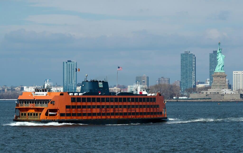 Dermatologist State Island as depicted by the Staten Island ferry with view of Manhattan