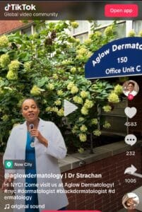 skinfluencer as depicted by the Aglow Dermatology TikTok page