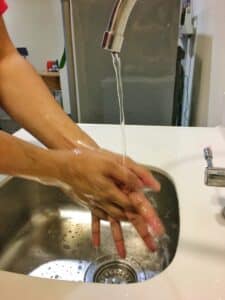 hand eczema treatment as shown by hand washing
