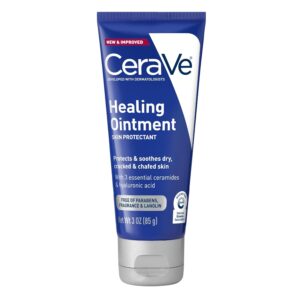 Dry lip treatments as depicted by Cerave Healing ointment