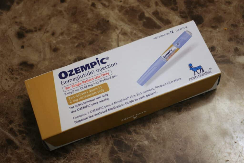 Ozempic face as depicted by a box of Ozempic