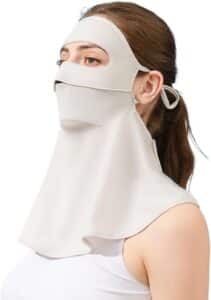 sun protective clothing as depicted by UPF face covering