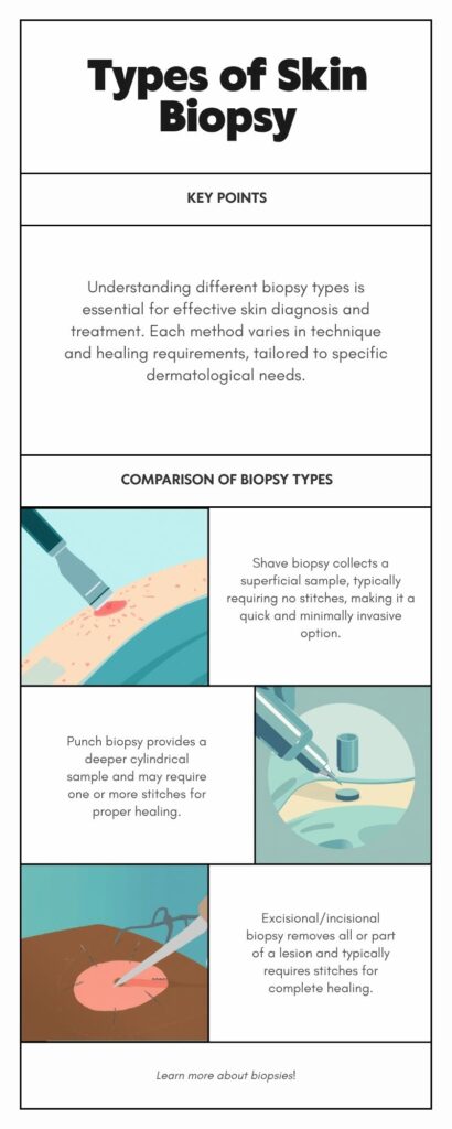 skin biopsy as depicted by an infographic showing types of skin biopsy