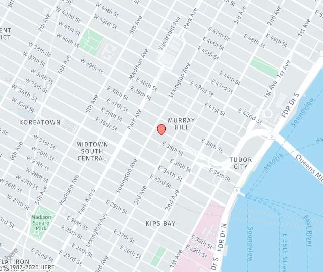 Location Map: 150 East 37th Street, Office Unit C New York, NY 10016
